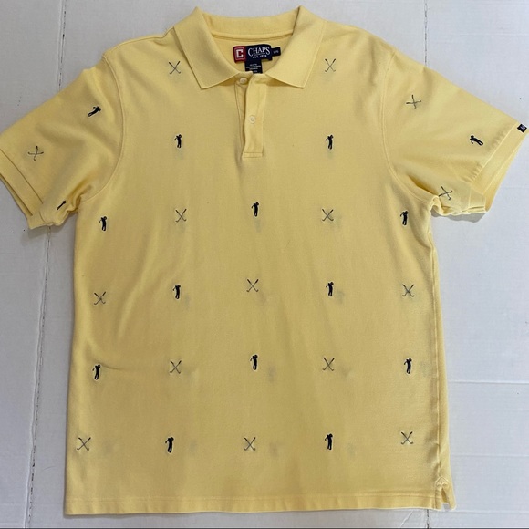 Chaps Men Size Large Short-Sleeved Yellow Embroidered Golfer/Club Polo Shirt - Picture 1 of 3